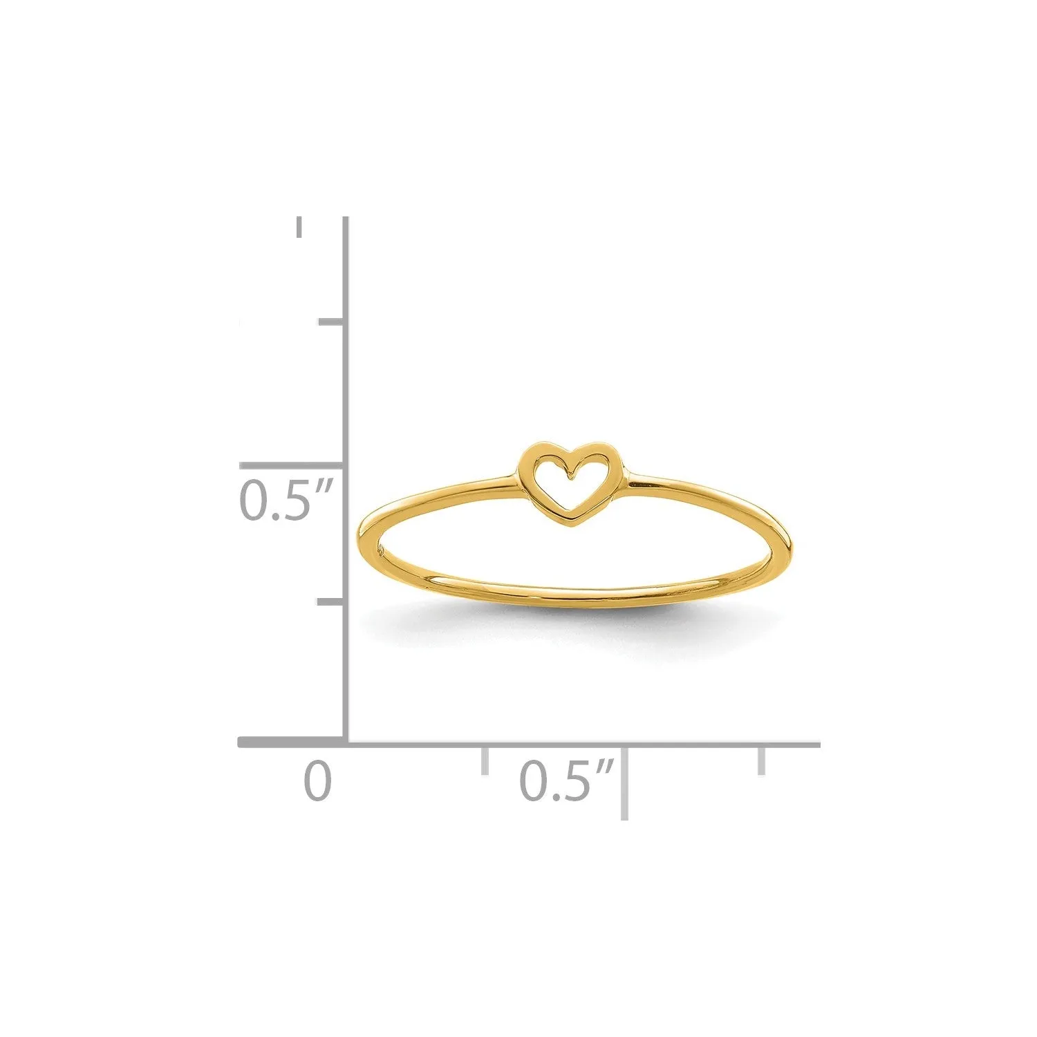 14K Real Yellow Solid Gold Heart Design Love Ring