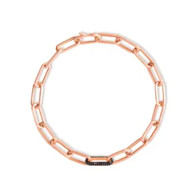 14KT Matte Rose Gold Black Diamond Chain Link Bianco Bracelet