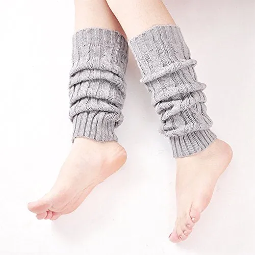 2 Pack of Womens Cable Knit Knee High Knitted Crochet Leg Warmers Long Socks