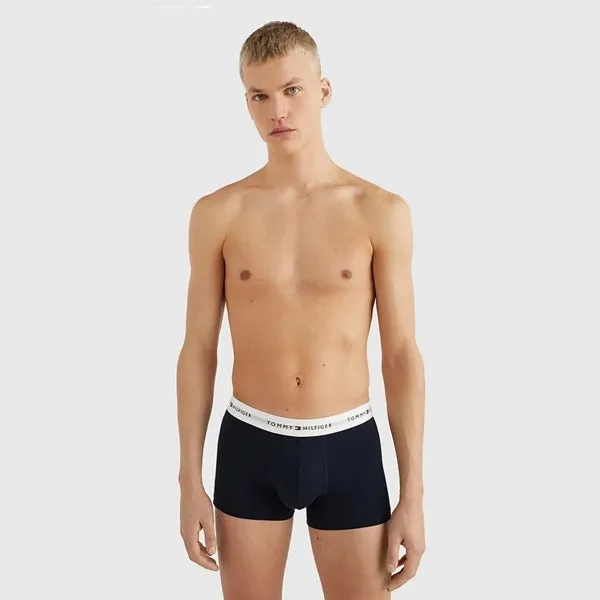 3 PACK LOGO Mens Cotton Trunks Navy