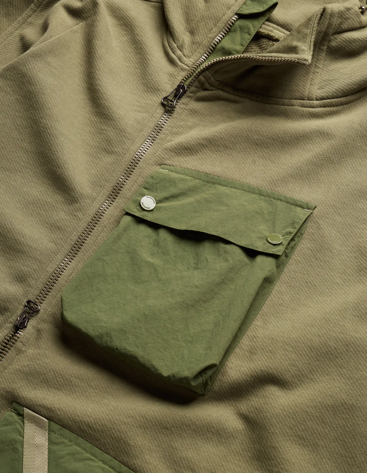 5043 Asym Articulated Hooded Sweat Olive OG-107F