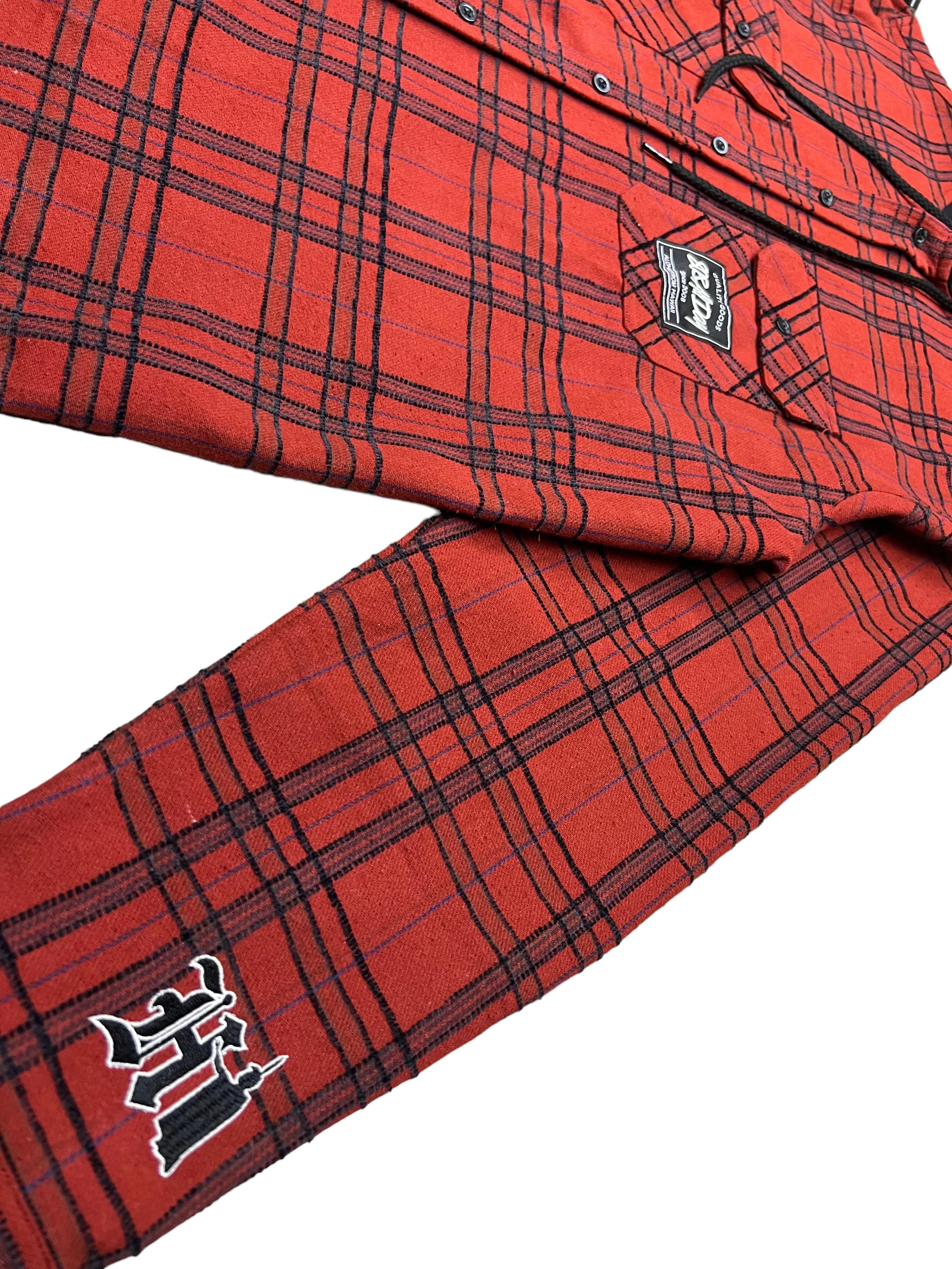 808ALLDAY Red / Black Hooded Flannel