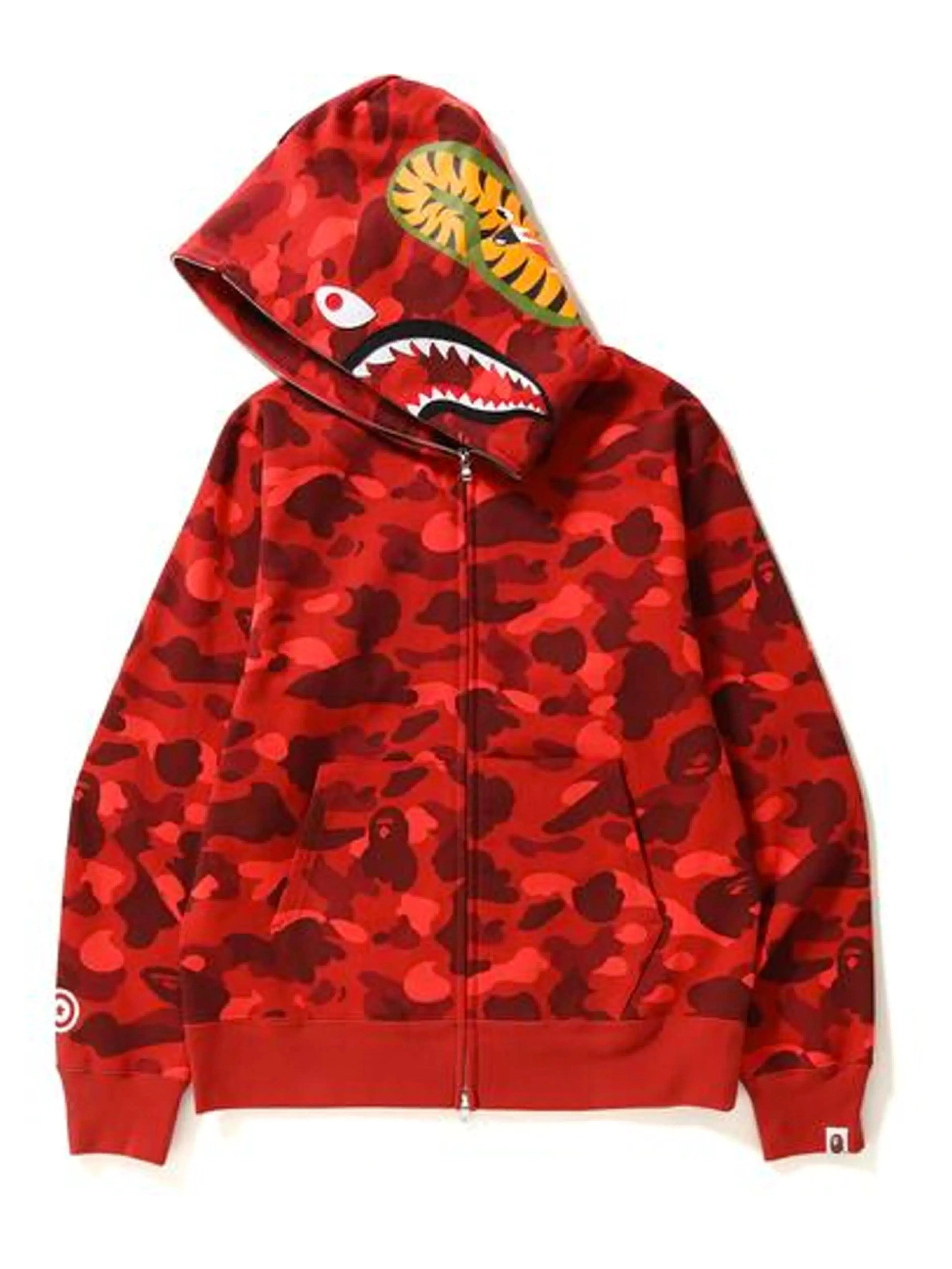 A Bathing Ape Colour Camo Shark Full Zip Hoodie Red