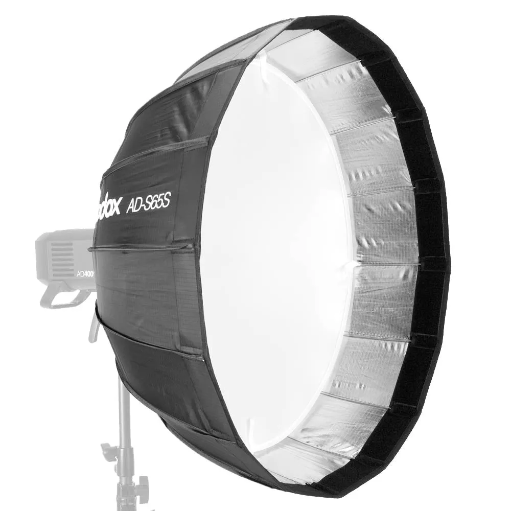 AD-S65S 65cm Portable Silver Godox-Fitting  Parabolic Softbox With Silver Interior