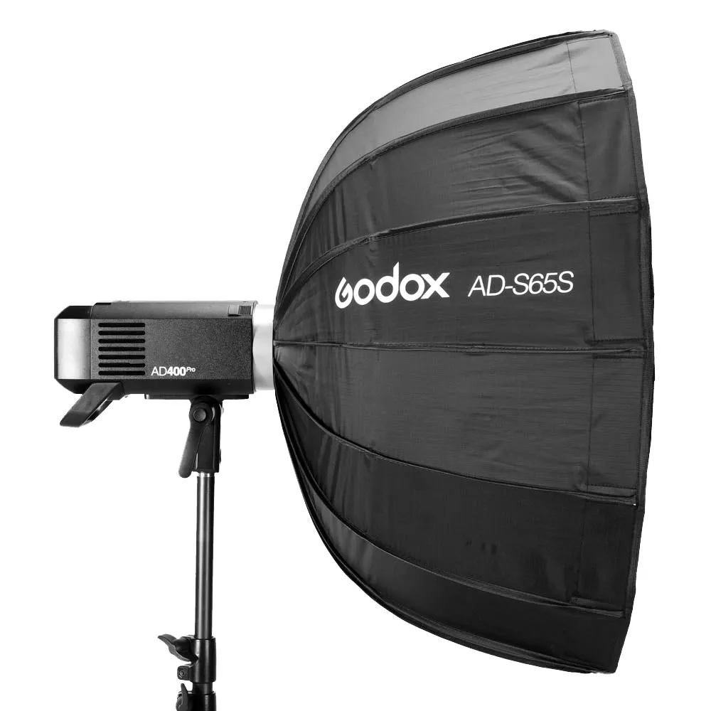 AD-S65S 65cm Portable Silver Godox-Fitting  Parabolic Softbox With Silver Interior