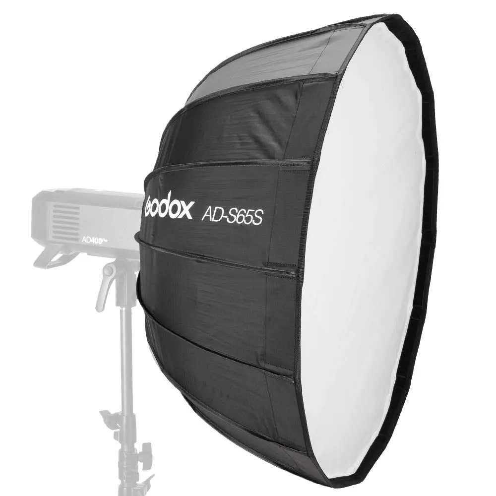 AD-S65S 65cm Portable Silver Godox-Fitting  Parabolic Softbox With Silver Interior