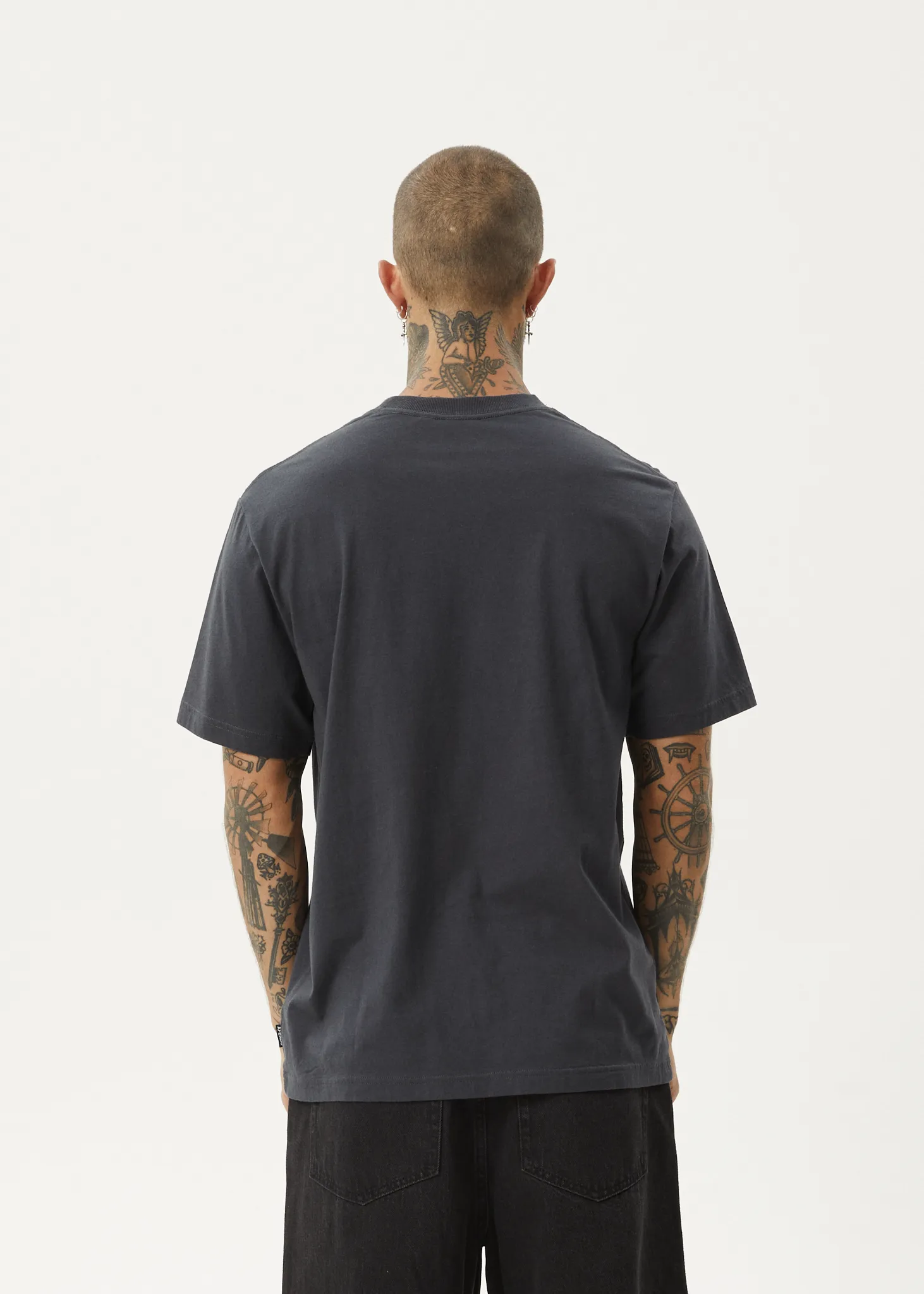 AFENDS Mens Flatline - Retro Fit Tee - Charcoal