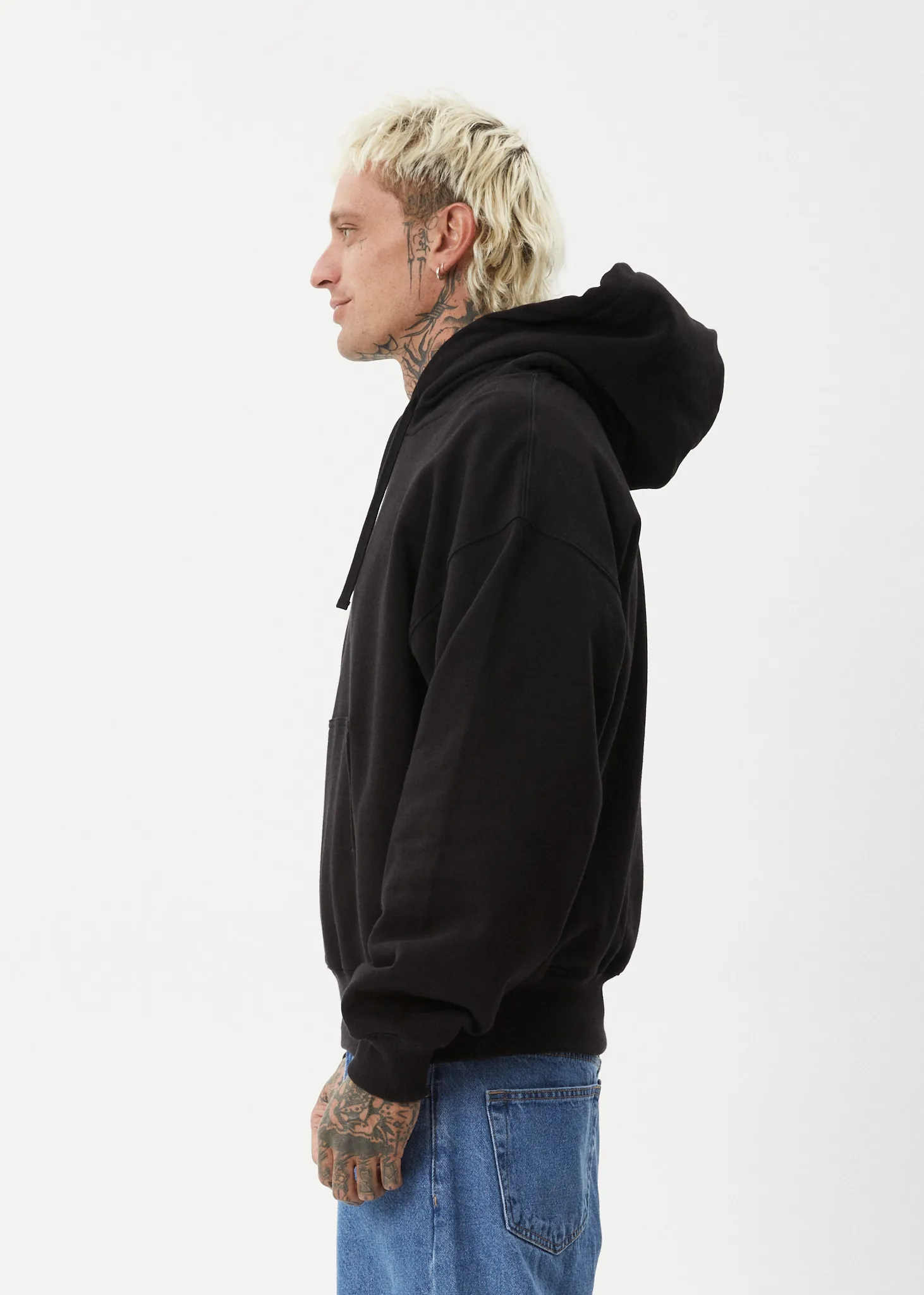 AFENDS Mens Genesis - Boxy Pull On Hood - Black