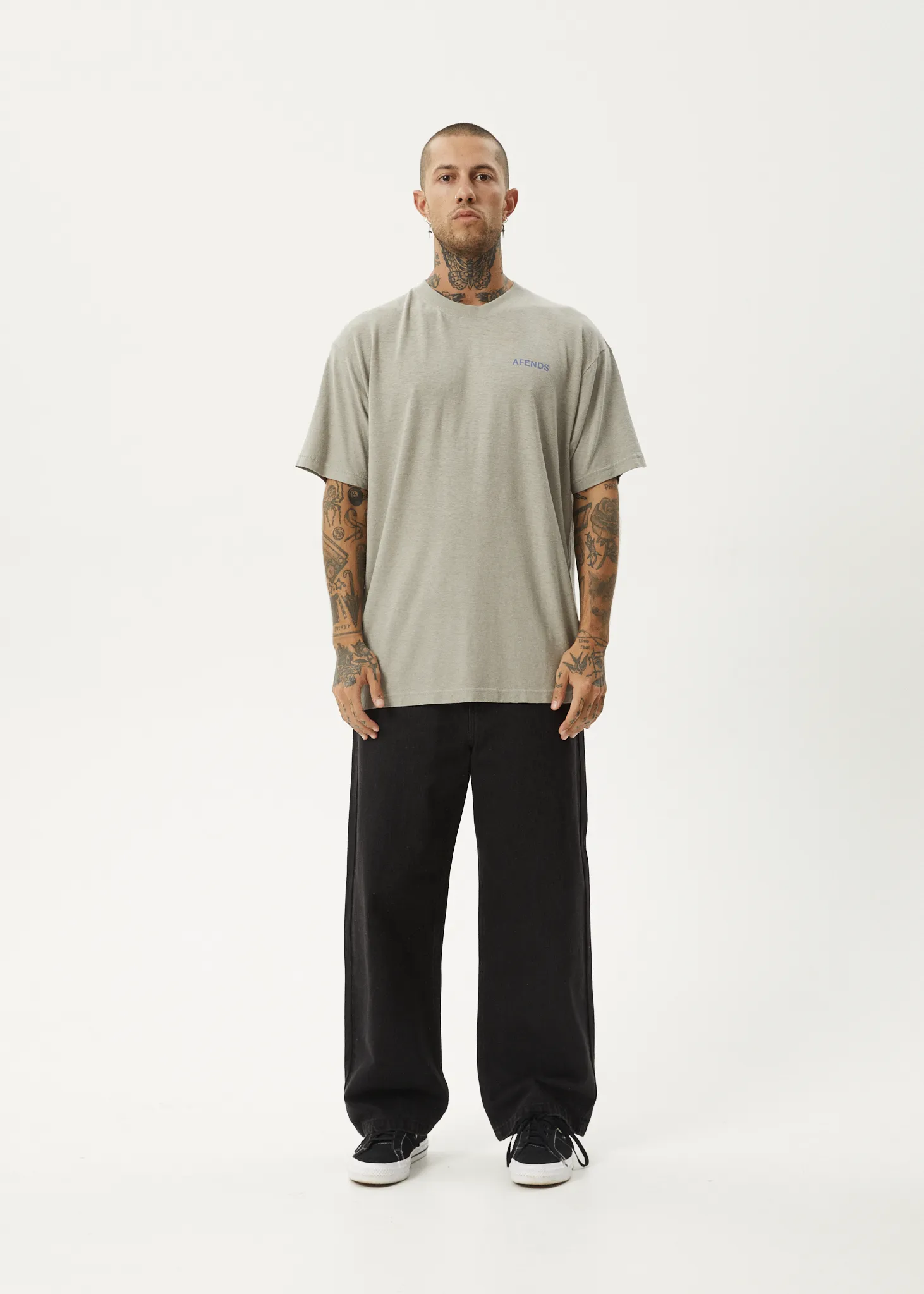 AFENDS Mens Staple - Boxy Fit Tee - Olive