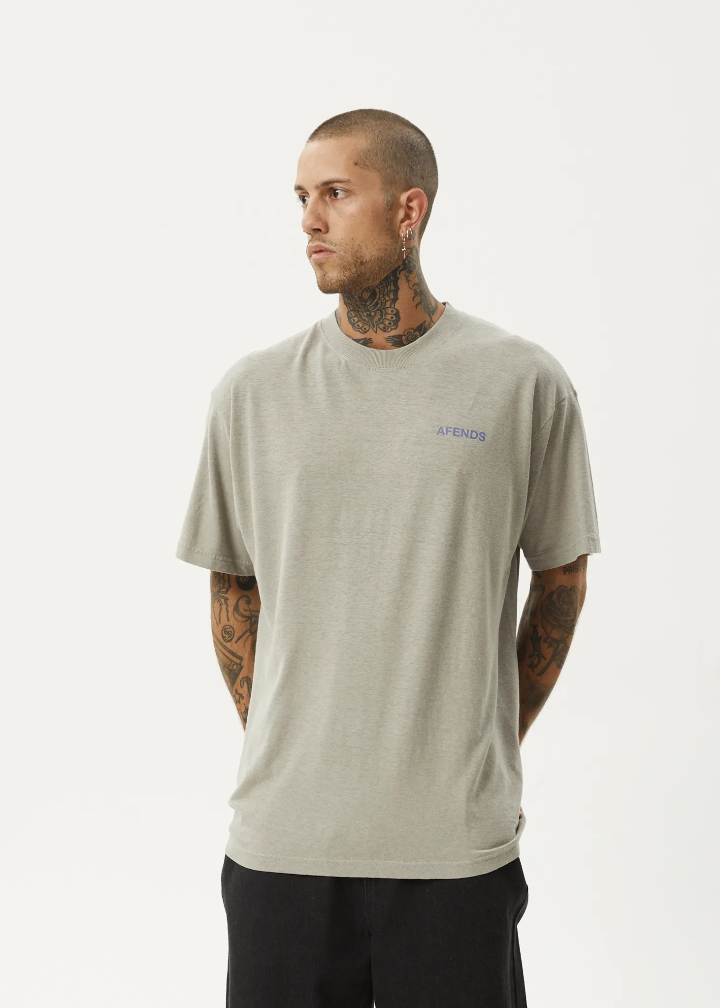 AFENDS Mens Staple - Boxy Fit Tee - Olive