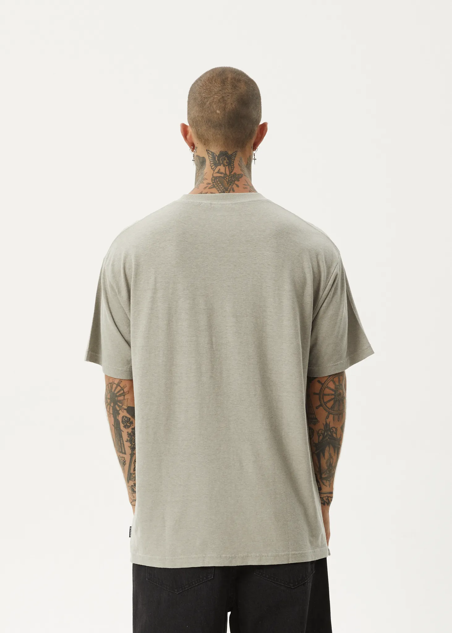 AFENDS Mens Staple - Boxy Fit Tee - Olive