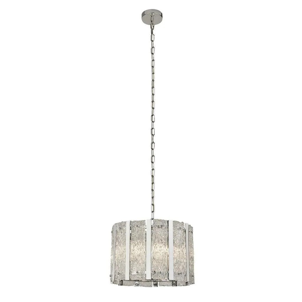 Alexandra 5 Light Satin Silver Pendant Light With Aquatex Glass