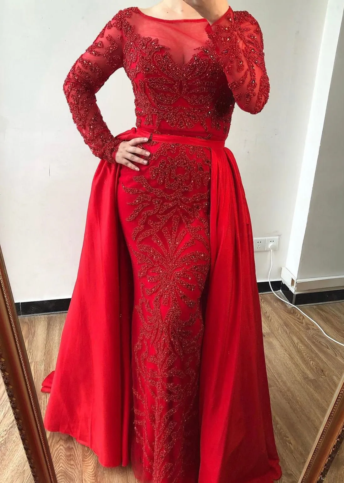 ALIA - Long Sleeves Beaded Evening Gown