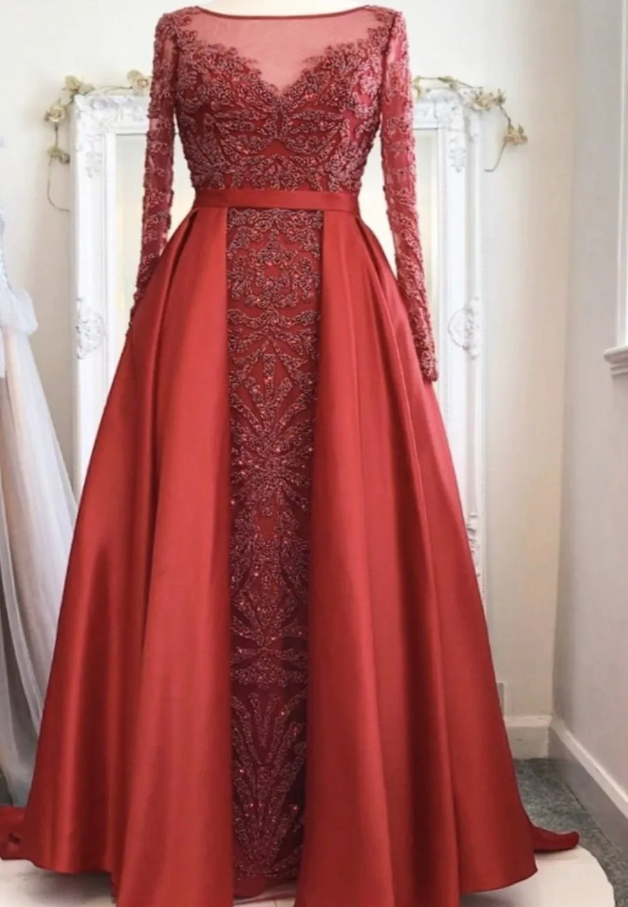 ALIA - Long Sleeves Beaded Evening Gown