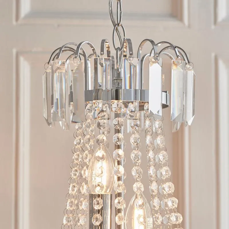 Amadis Clear Faceted Glass & Chrome Pendant Ceiling Light