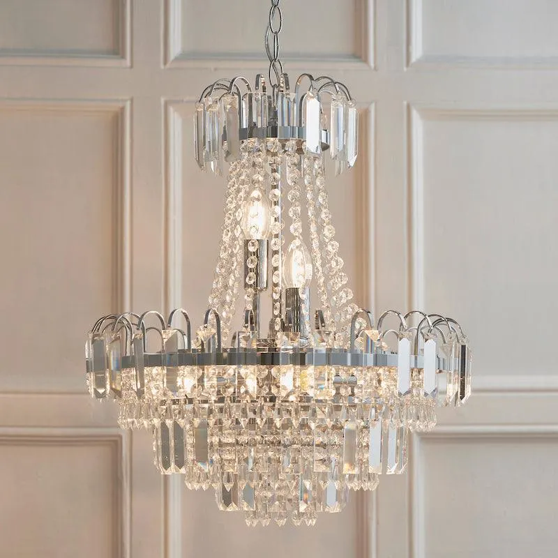 Amadis Clear Faceted Glass & Chrome Pendant Ceiling Light