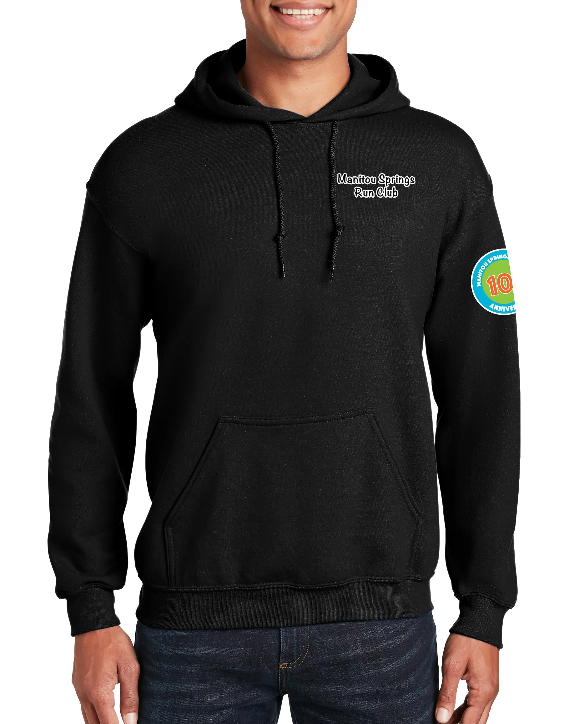 Anniversary Patch Hoodie Unisex Sweatshirt. This sweatshirt comes in multiple colors.