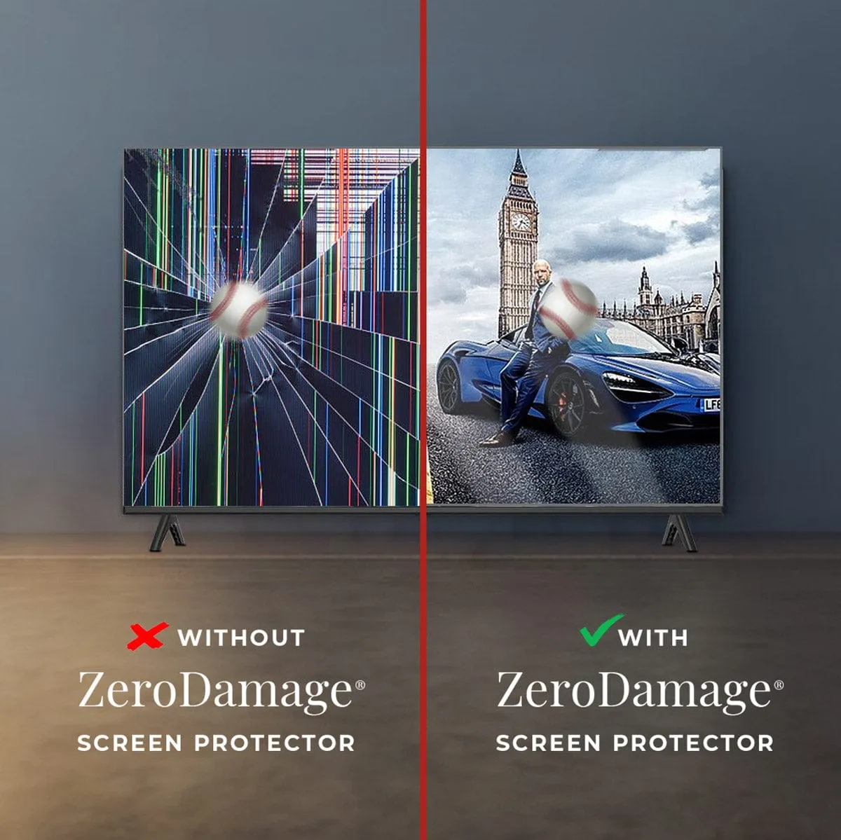 Anti-Blue Light Clear TV Screen Protector - Most 65" TVs = ZD-TV-AB-65