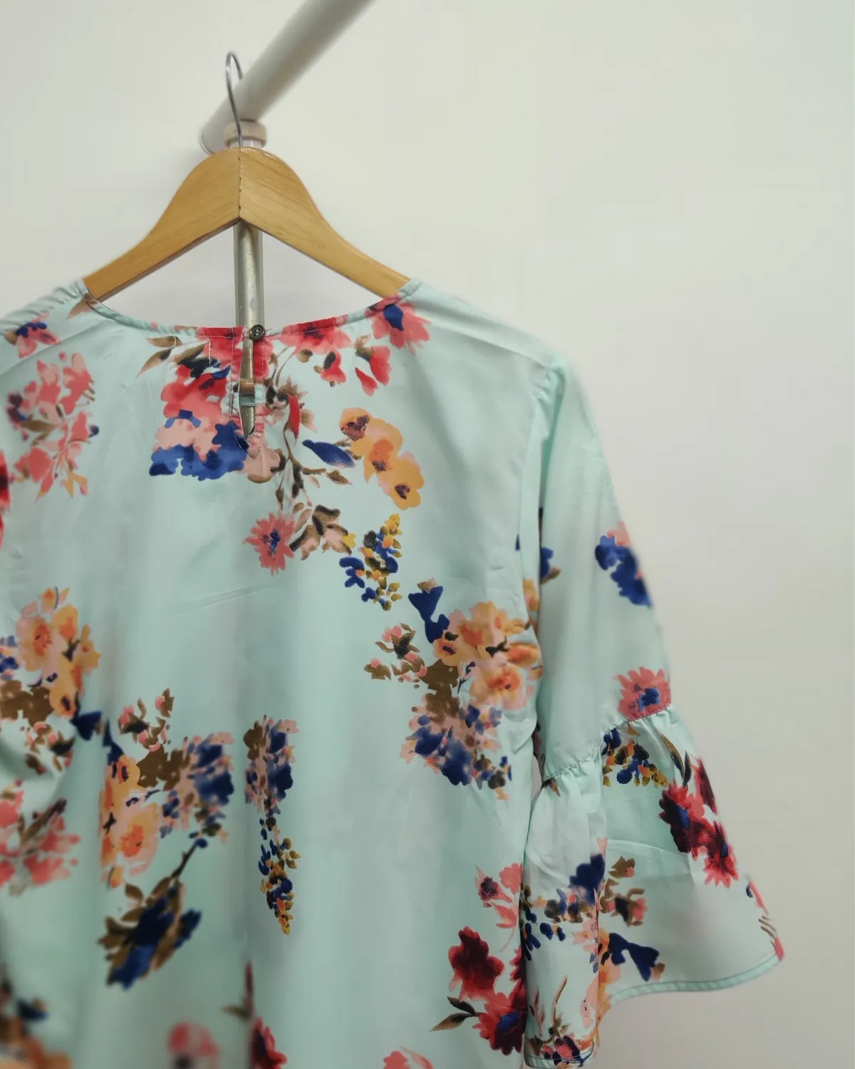 Aqua Blue Floral Printed Top