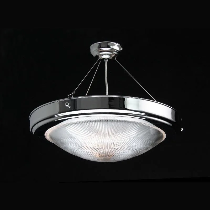 Art Deco Prismatic Dish Chrome Semi-Flush Ceiling Light 462844