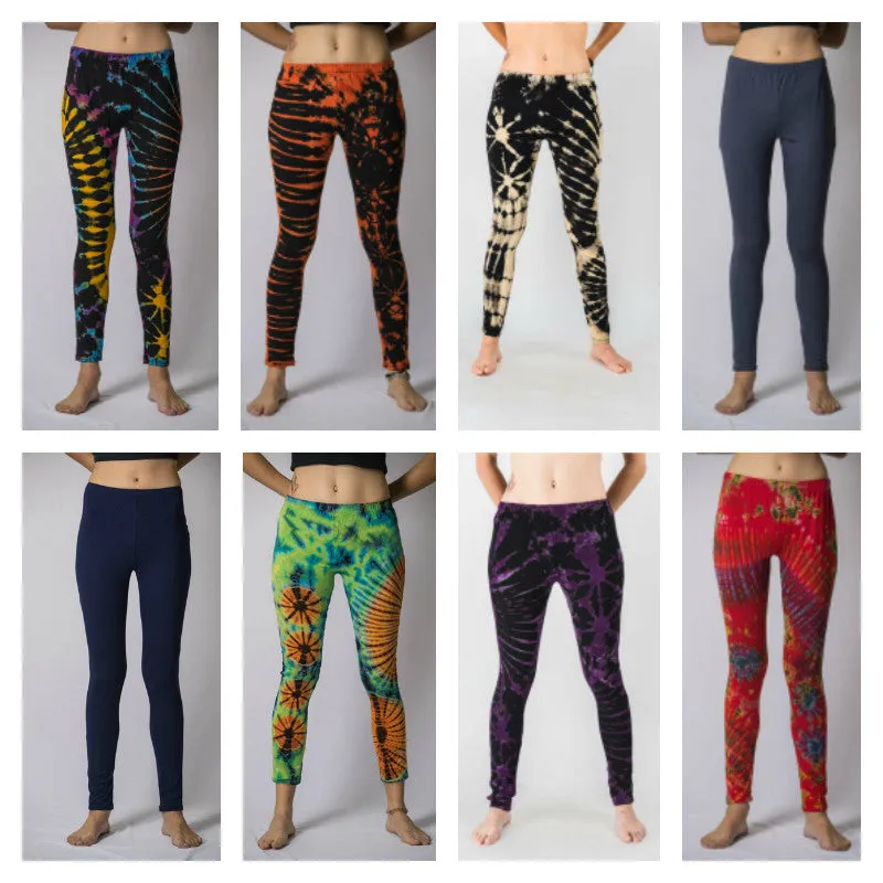 Assorted set of 10 Womens Super Soft Tie Dye Leggings Multi