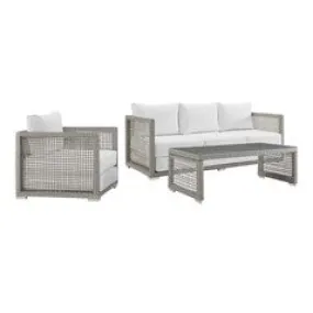 Aura 3 Piece Outdoor Patio Wicker Rattan Set by Modway - EEI-3599 - Gray White