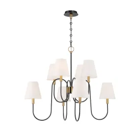 Aurora 8 Light Chandelier - Black & Brass