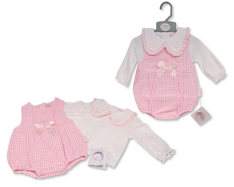 Baby Girls 2 pcs Short Romper Set with Lace and Bows  (PK6) (NB-6) BIS-2020-2571