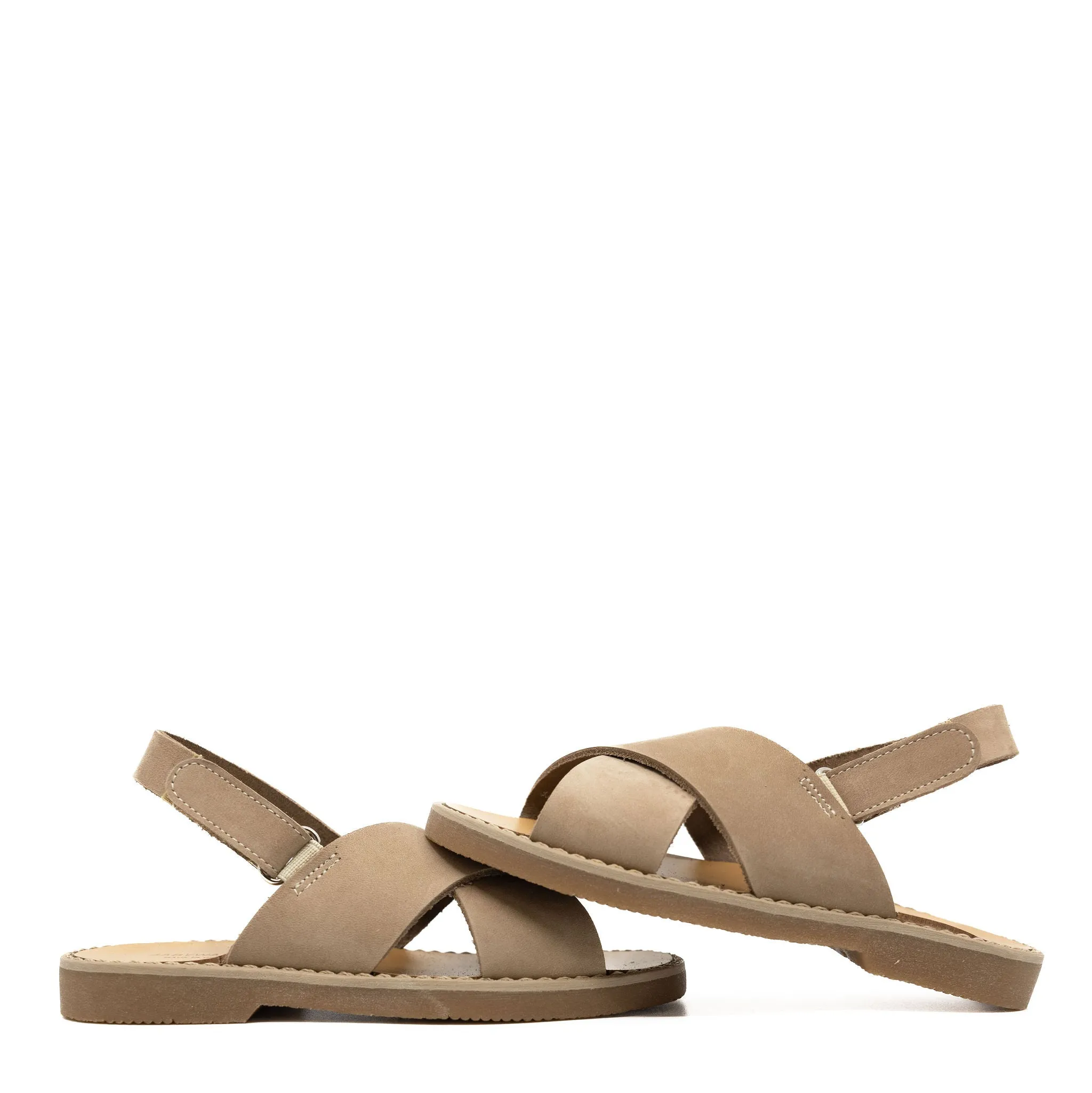 Babywalker Taupe Criss Cross Velcro Sandal