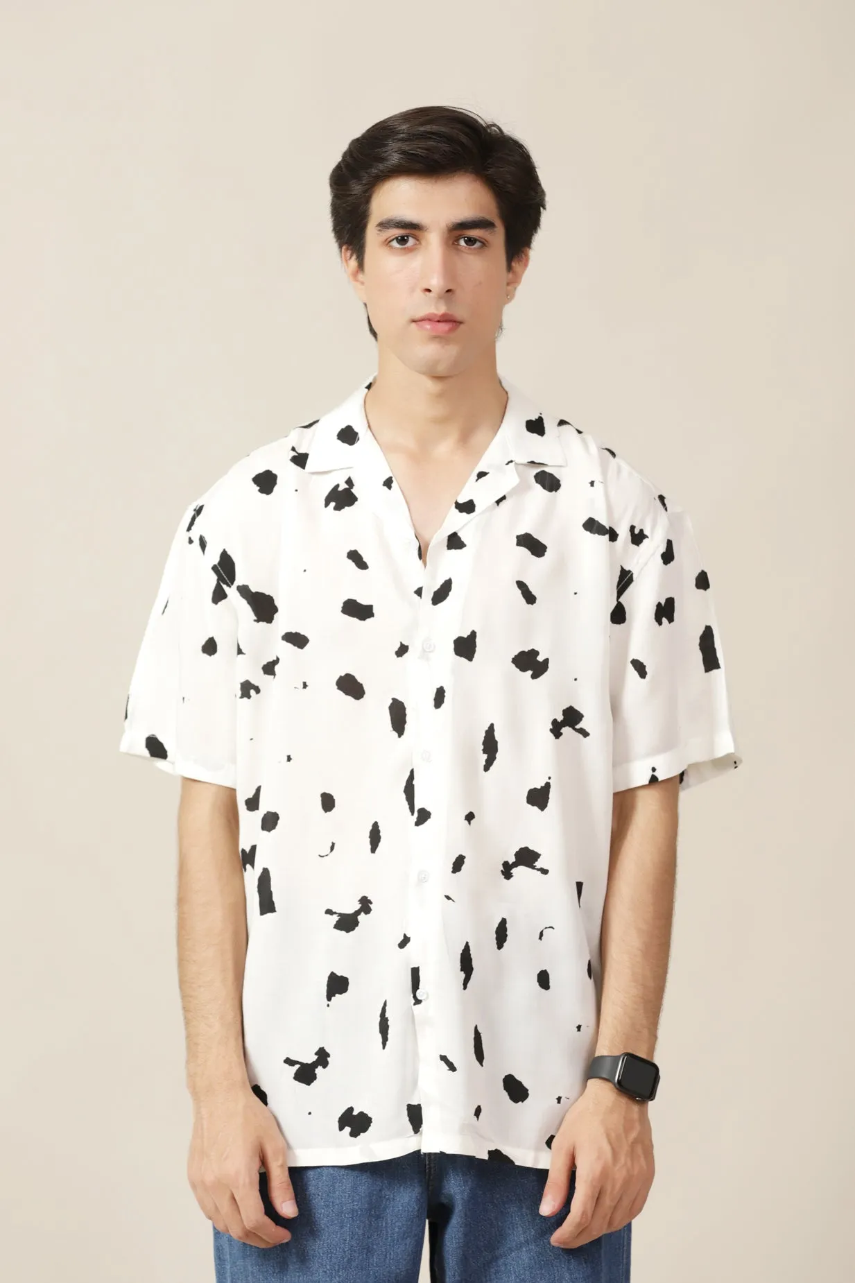 BAGGY FIT RESORT COLLAR PRINTED SHIRT