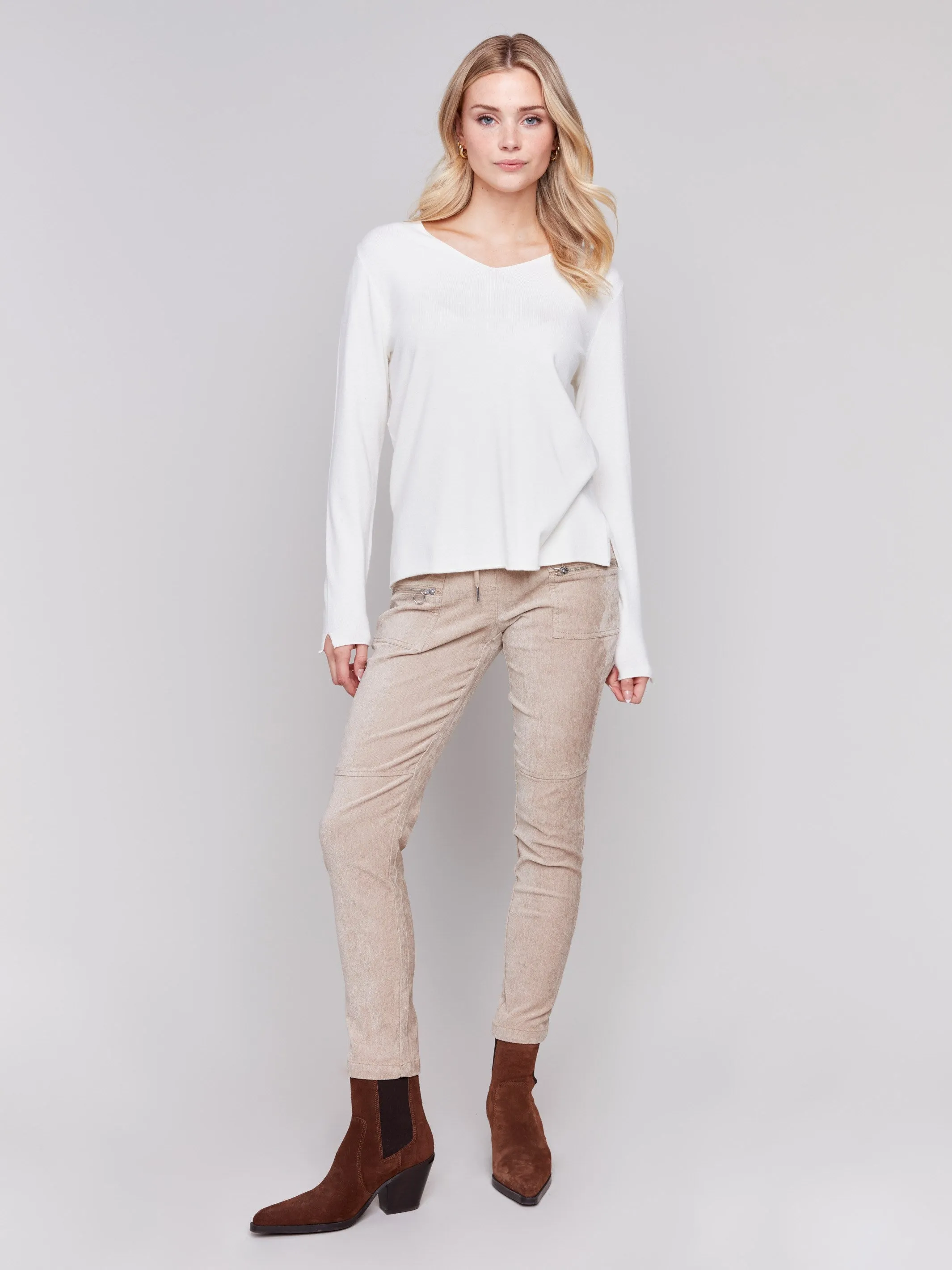 Basic V-Neck Sweater - Ecru