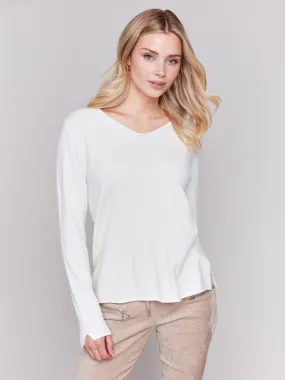 Basic V-Neck Sweater - Ecru