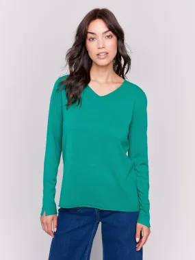 Basic V-Neck Sweater - Forest