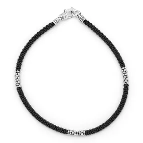 Black Caviar Three Silver Station Matte Ceramic Bracelet | 3mm