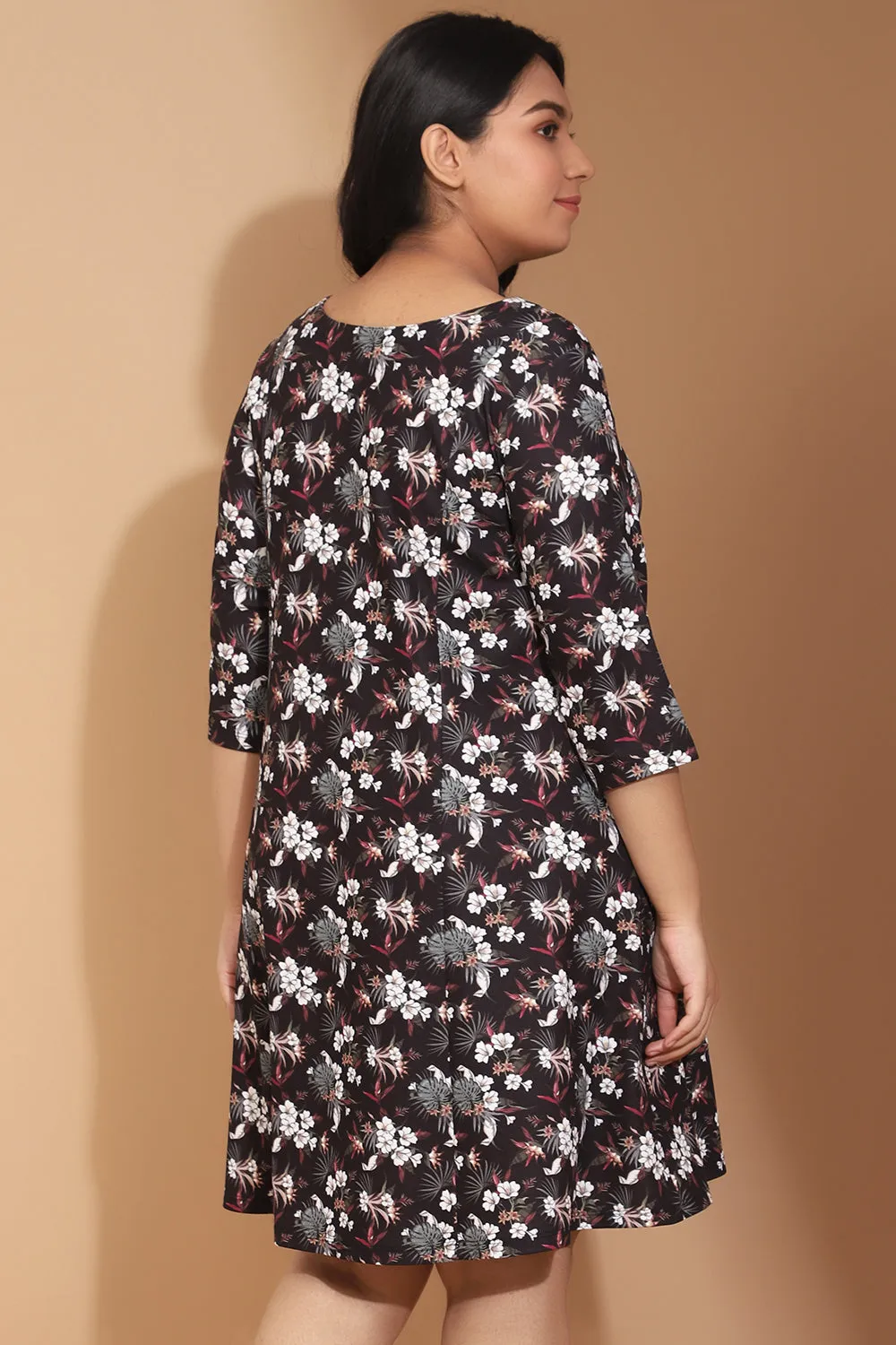 Black FLoral Printed Dress