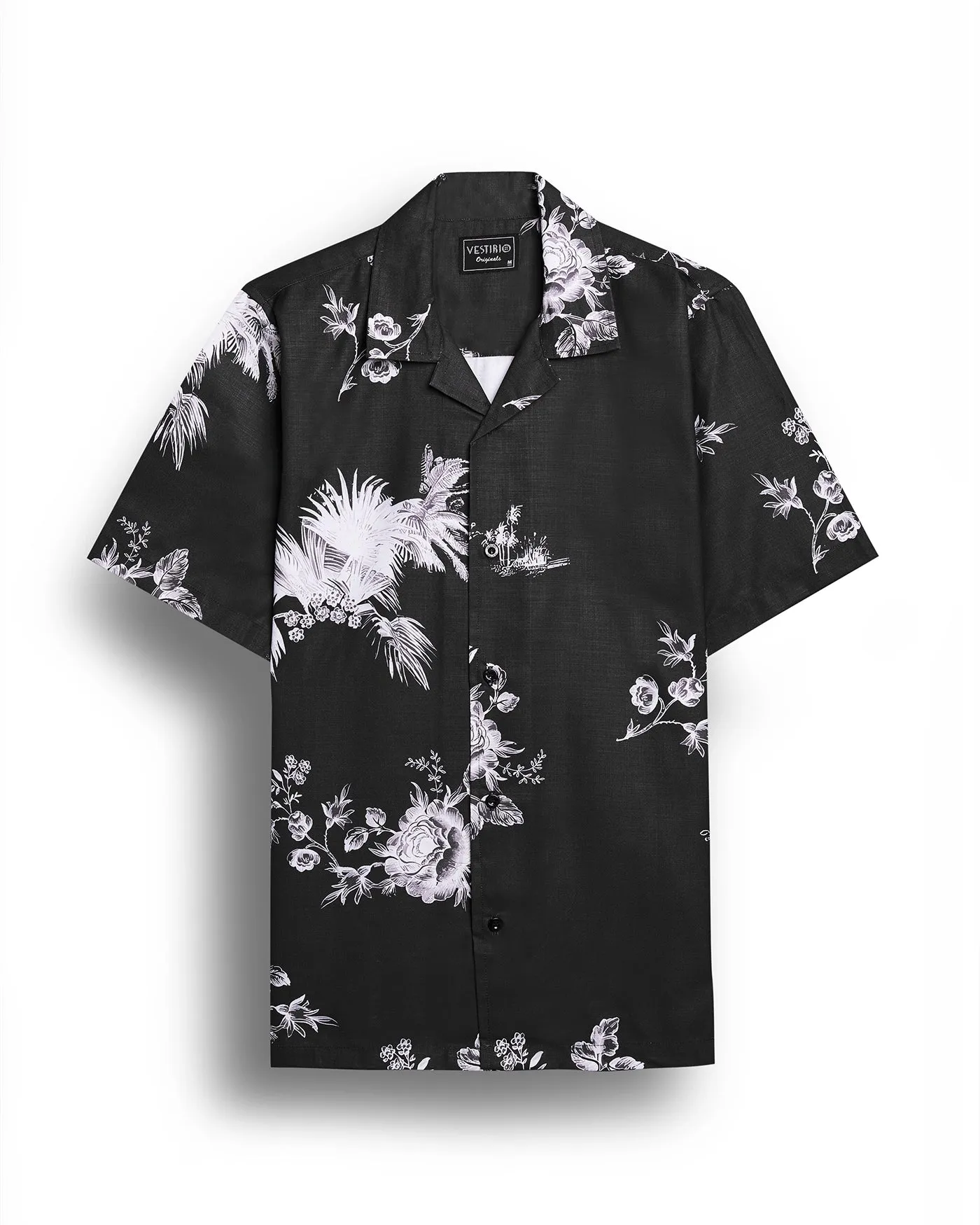 Black Flower Printed Shirt