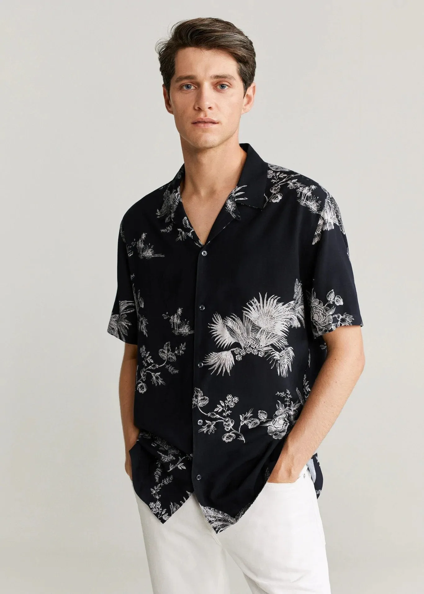 Black Flower Printed Shirt