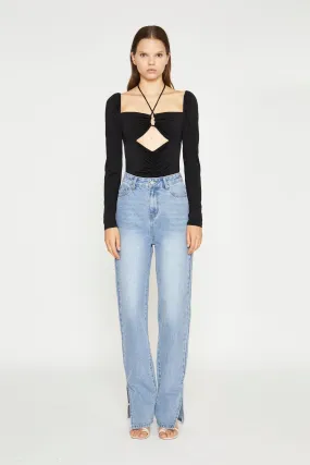 Black Long Sleeve Cut-Out -Bodysuit