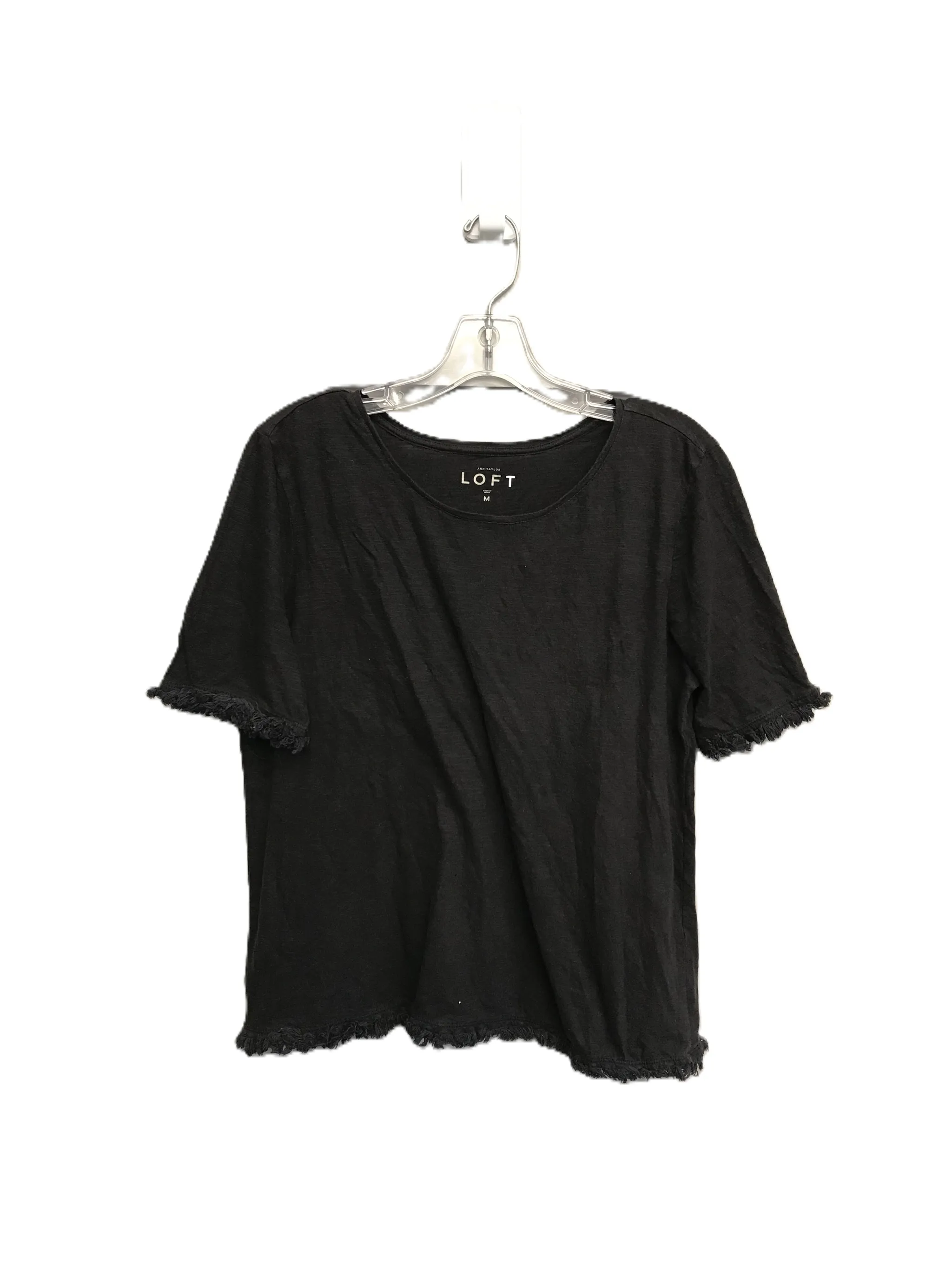 Black Top Short Sleeve Basic By Loft, Size: M