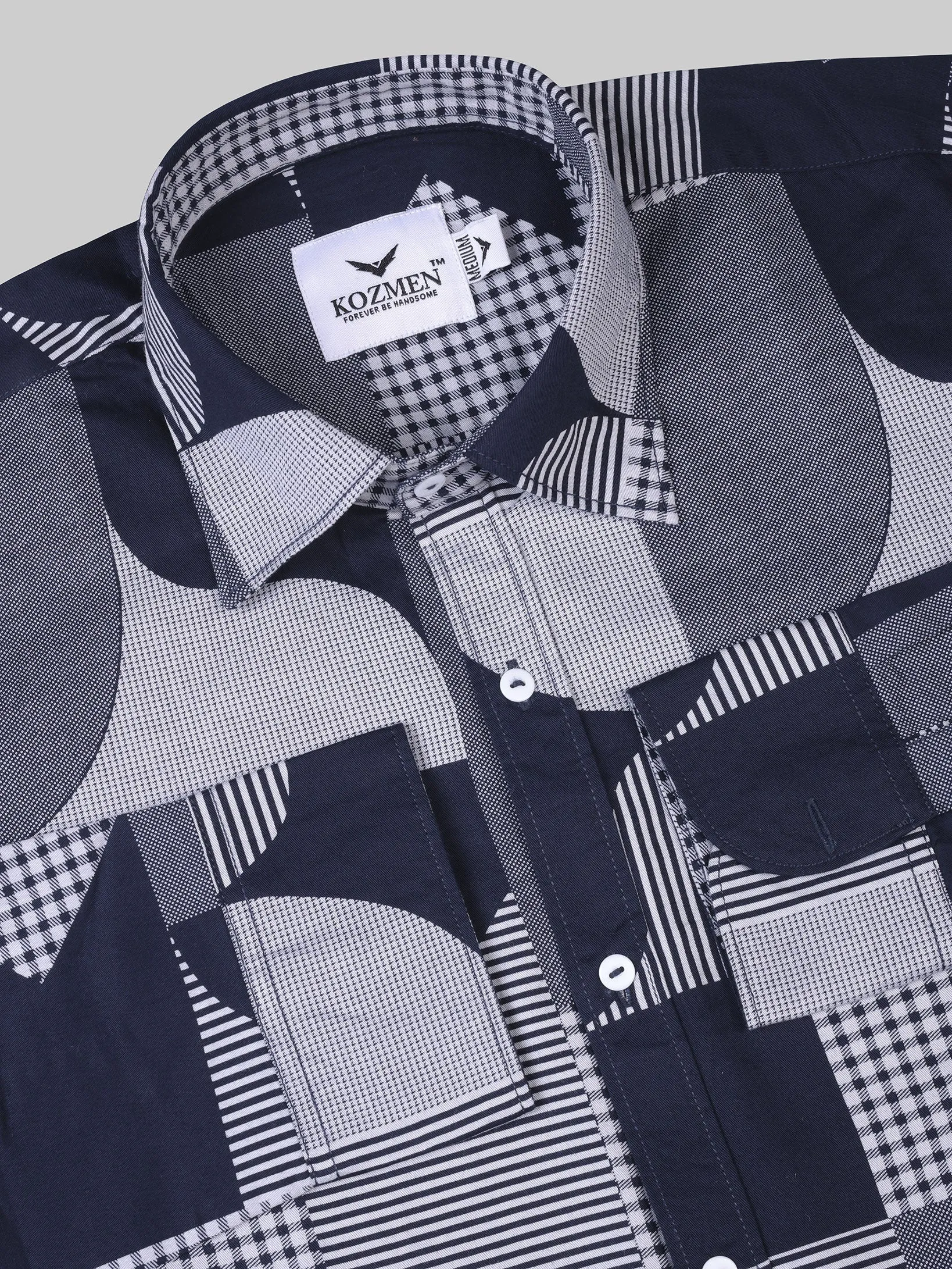 Blue & white Geometric Graphic Abstract Printed Shirt