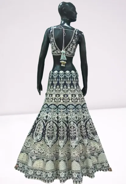 Blue colored Printed designer Lehenga Set - Rent