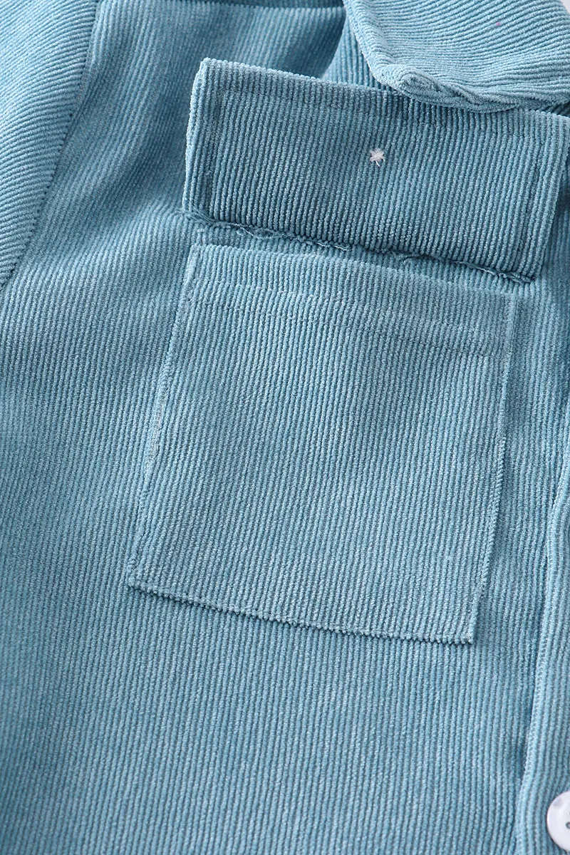 Blue corduroy blue button down shirt