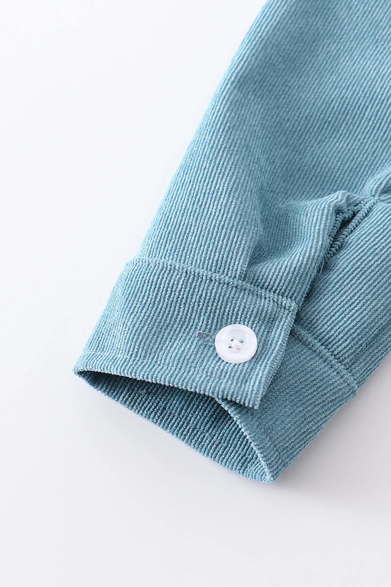 Blue corduroy blue button down shirt