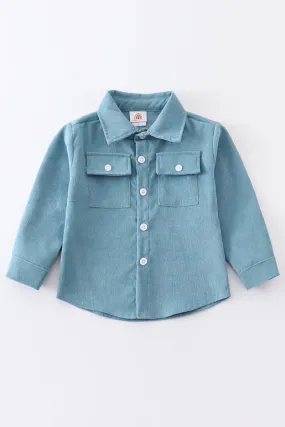 Blue corduroy blue button down shirt