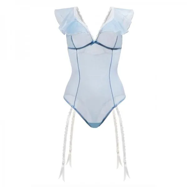 Blue Daiquiri Ruffled Teddy Garter 3x/4x