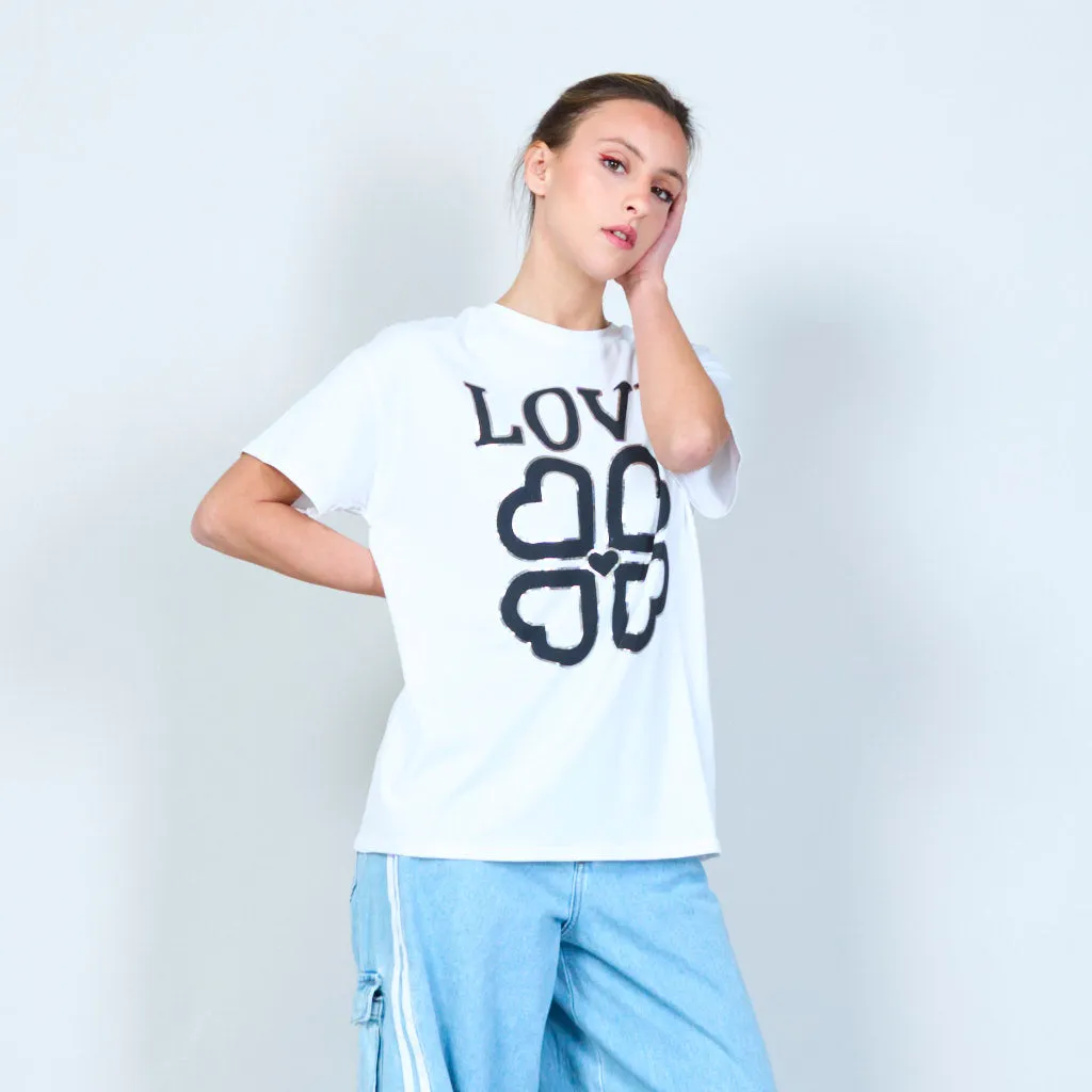 Bold love and lucky clover graphic t-shirt wholesale