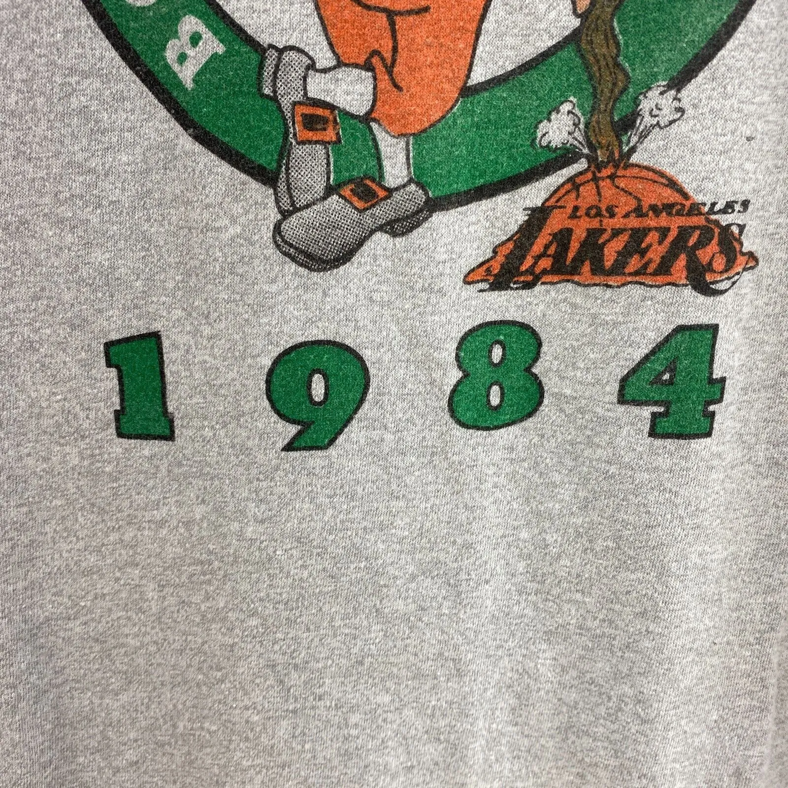 Boston Celtics Logo 1984 Gray Vintage T-shirt Size XL Single Stitch