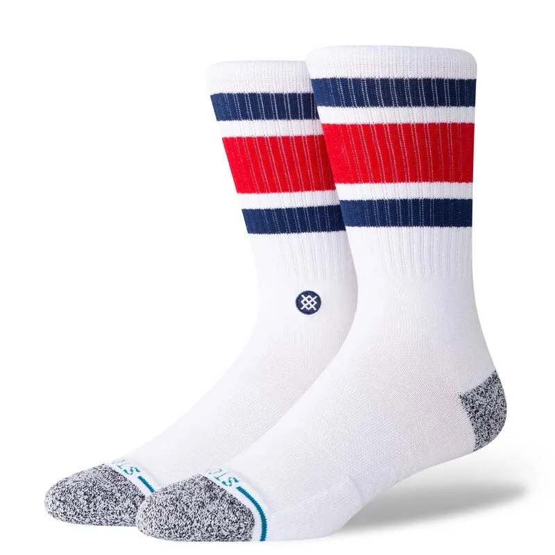 Boyd Stripe Crew Socks in Red, White & Blue