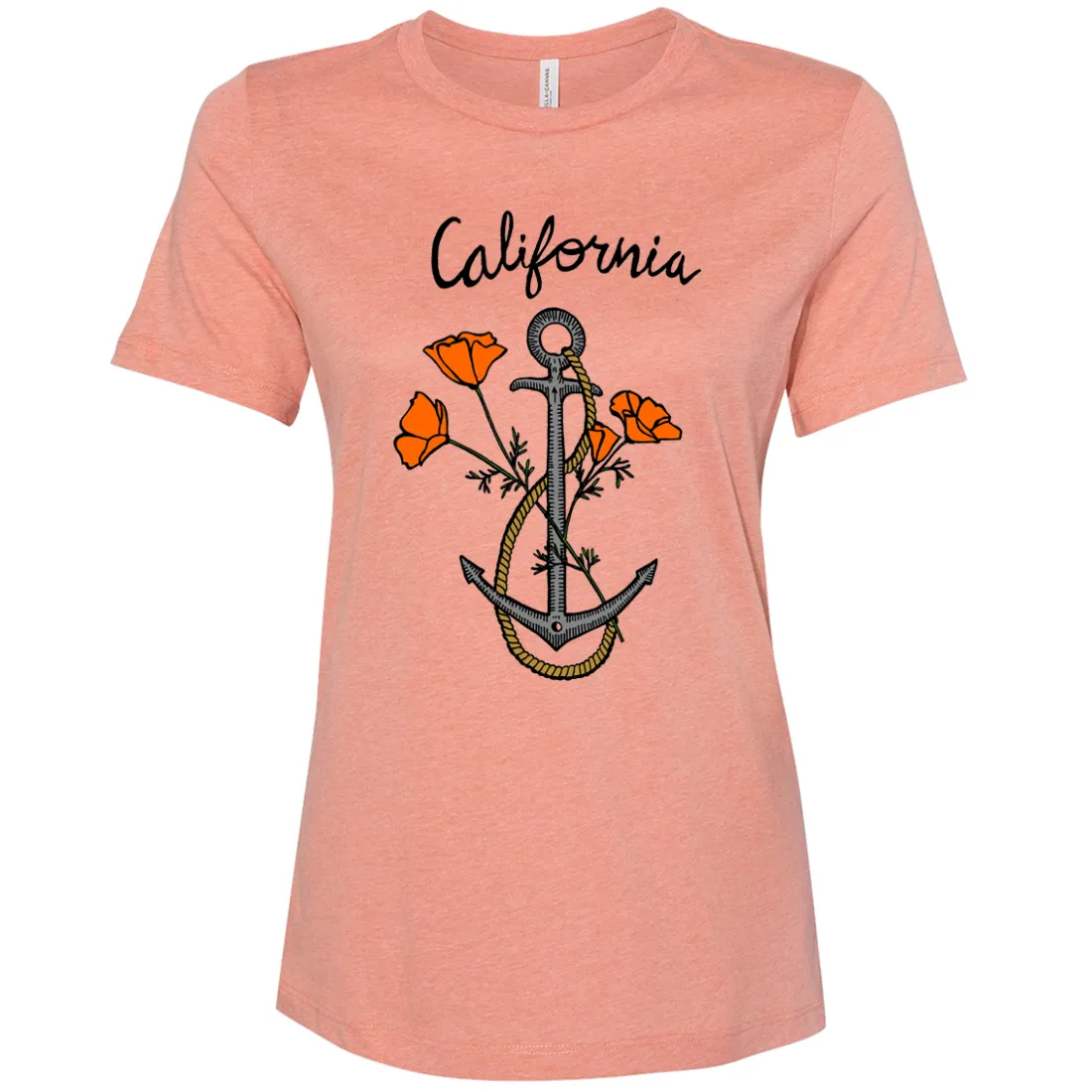 California Anchor Poppies Women's Relaxed Jersey Tee