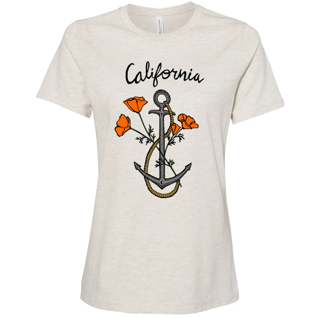 California Anchor Poppies Women's Relaxed Jersey Tee